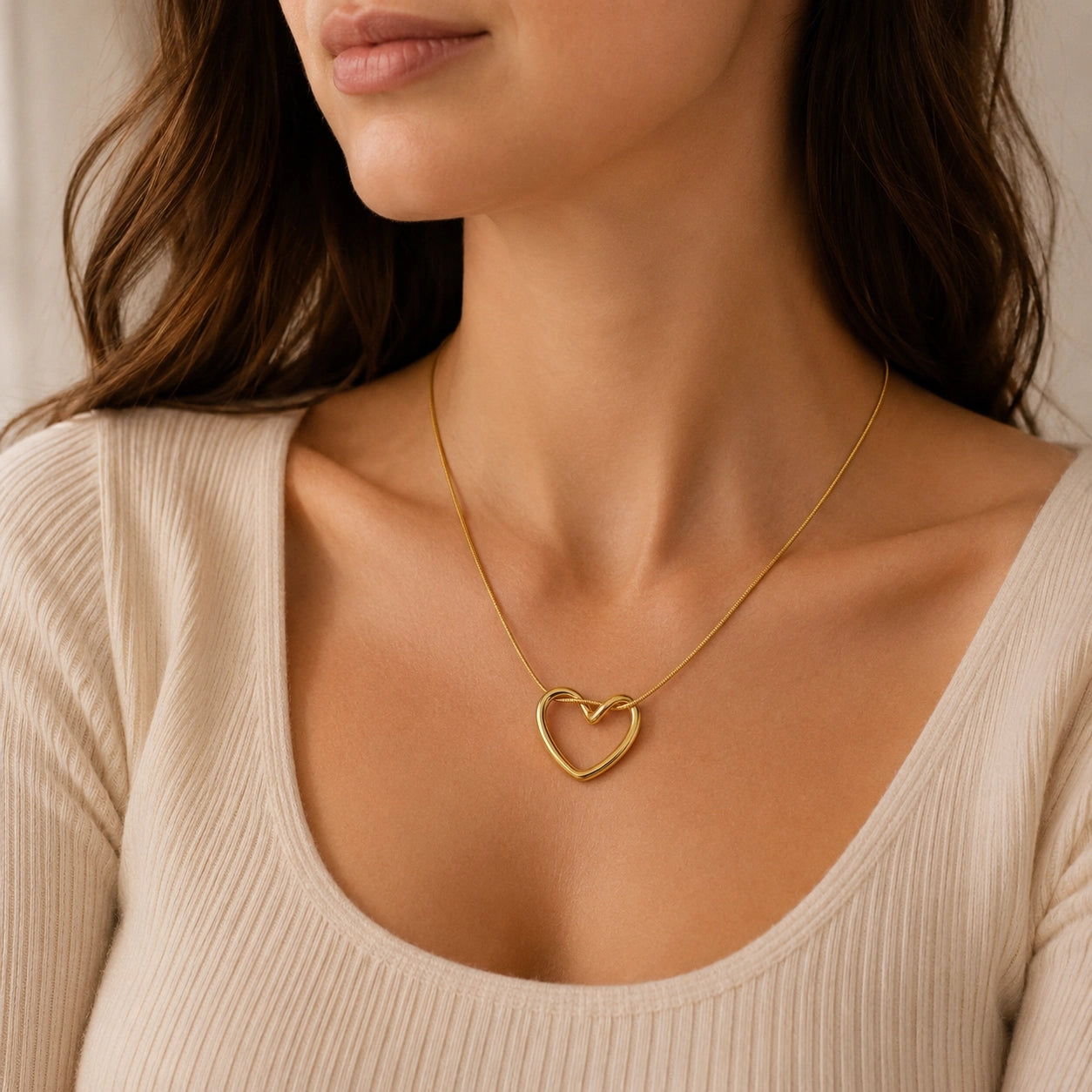 Open Heart Pendant Necklace