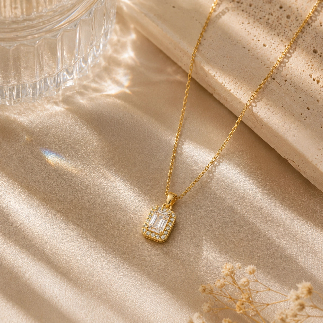 Solitaire Square Necklace