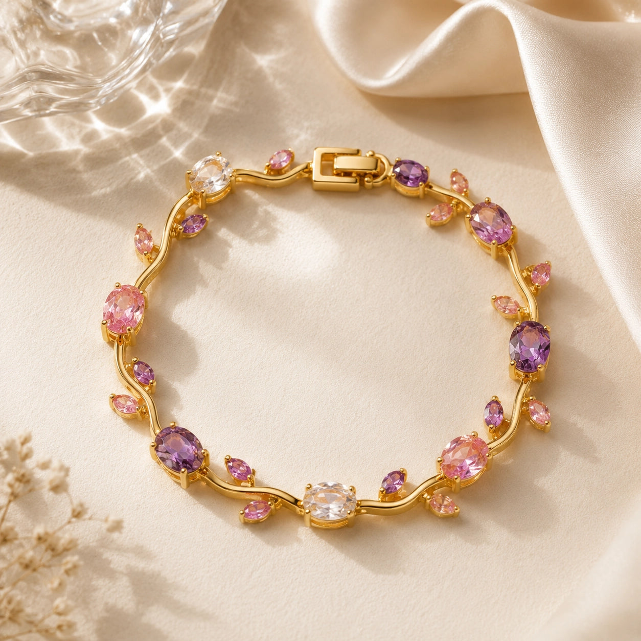 Pink & Purple Tulip Bracelet