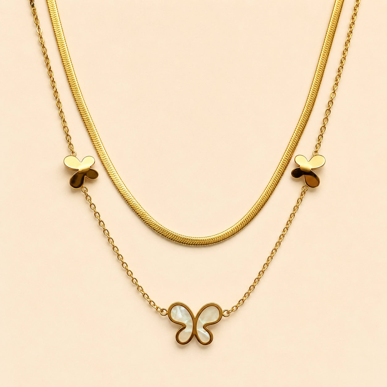 Buy Butterfly Layered Necklace Set