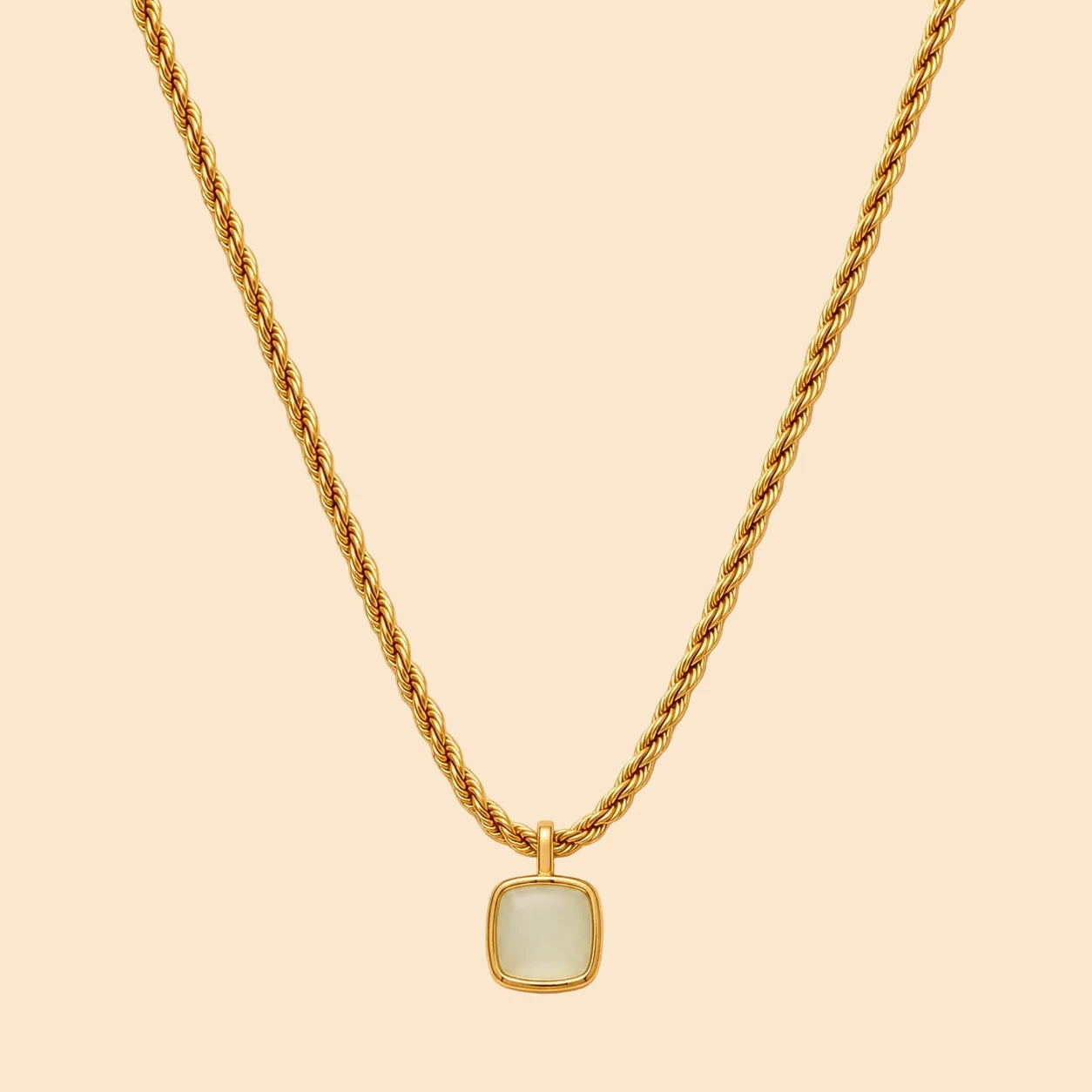 Gold necklace with a square pendant