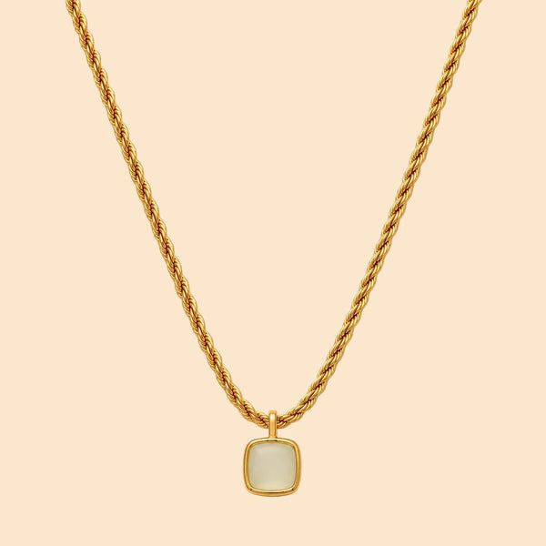 Gold necklace with a square pendant