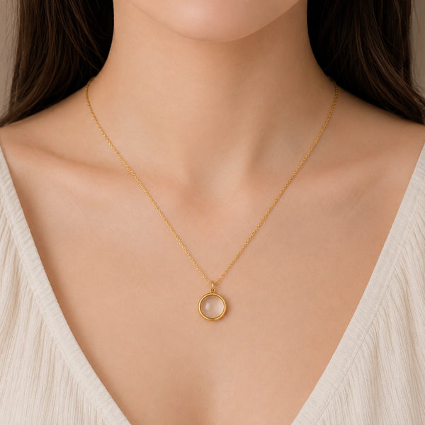 Moonstone Circle Pendant Necklace