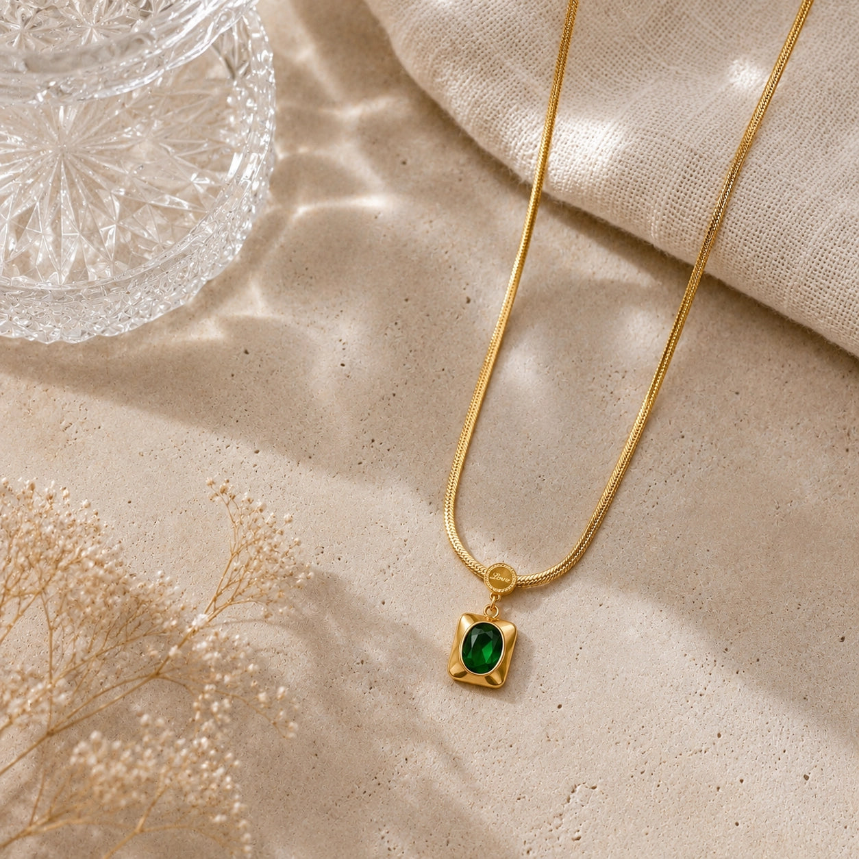 Emerald Love Locket Necklace