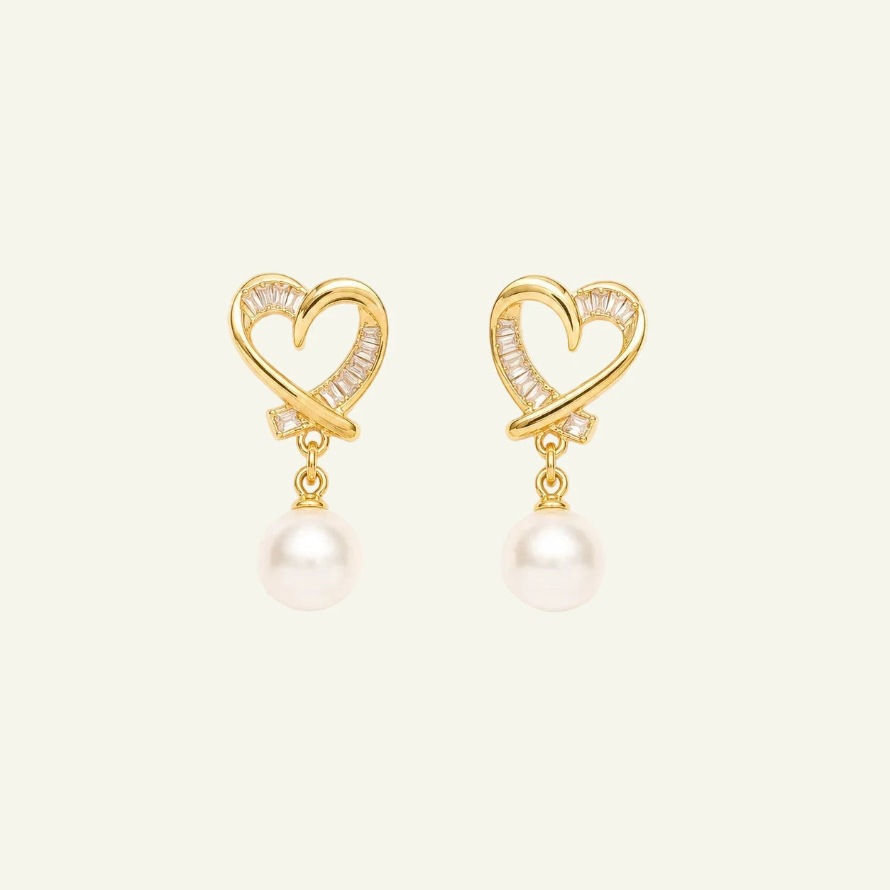 Heart Pearl Drop Earrings