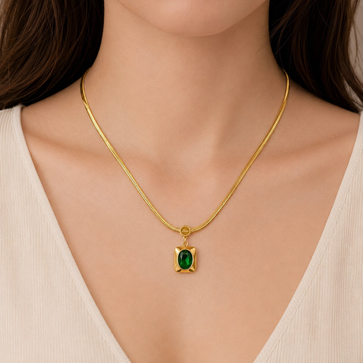Emerald Love Locket Necklace