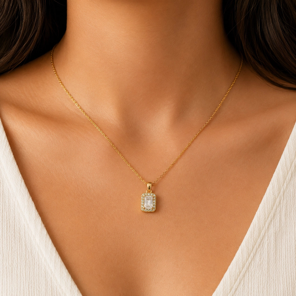 Solitaire Square Necklace